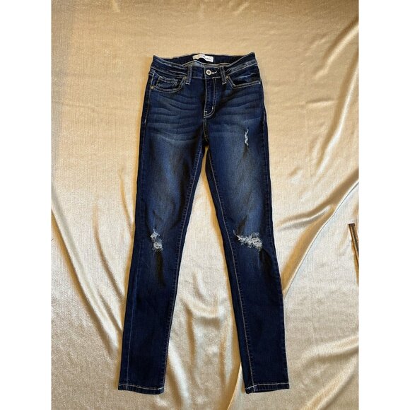 Kancan Jeans Womens 26 Blue Mid-Rise‎ Skinny Denim Zip Fly Dark Wash - Picture 2 of 7